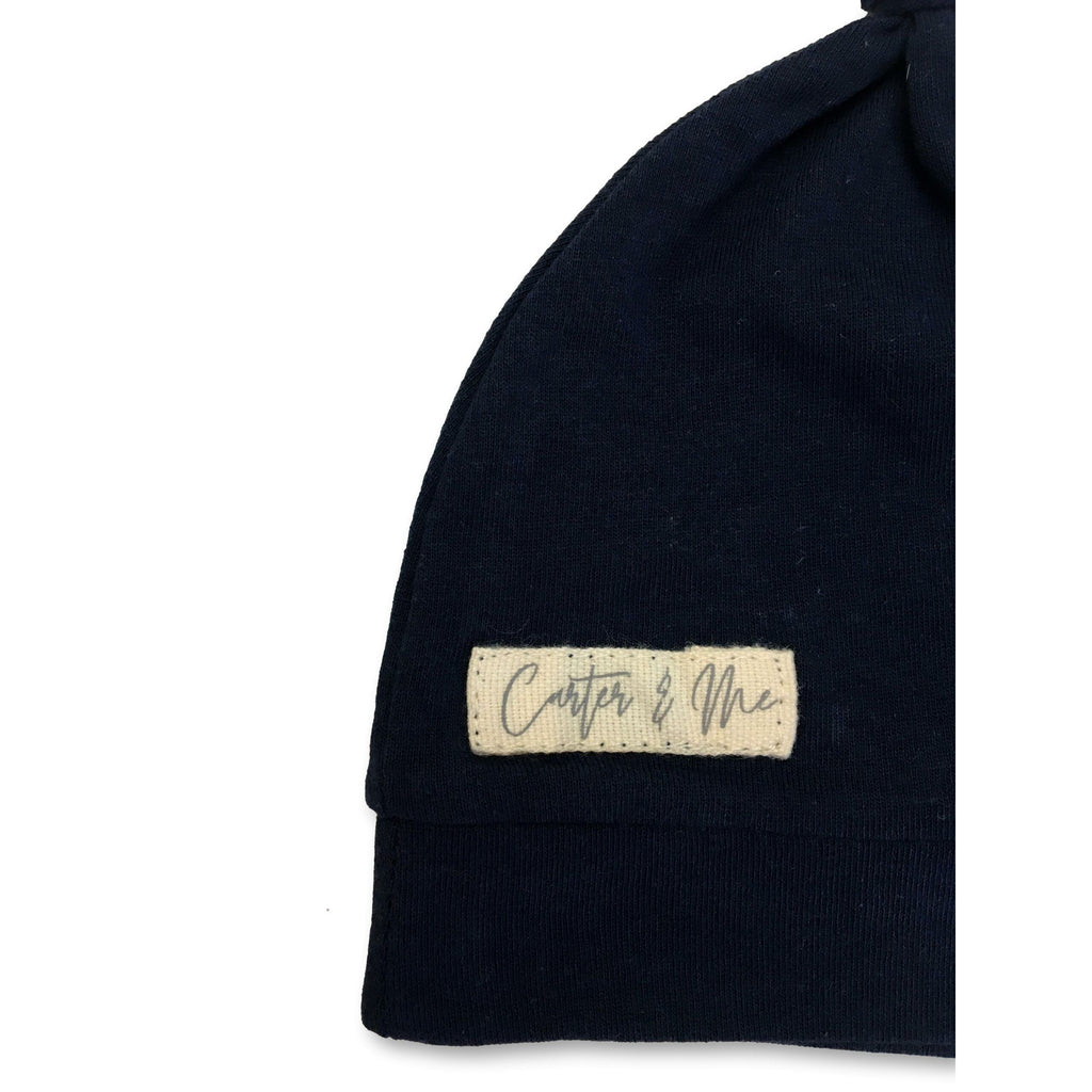 0-3M Navy Blue Knotted Beanie - Carter & Me