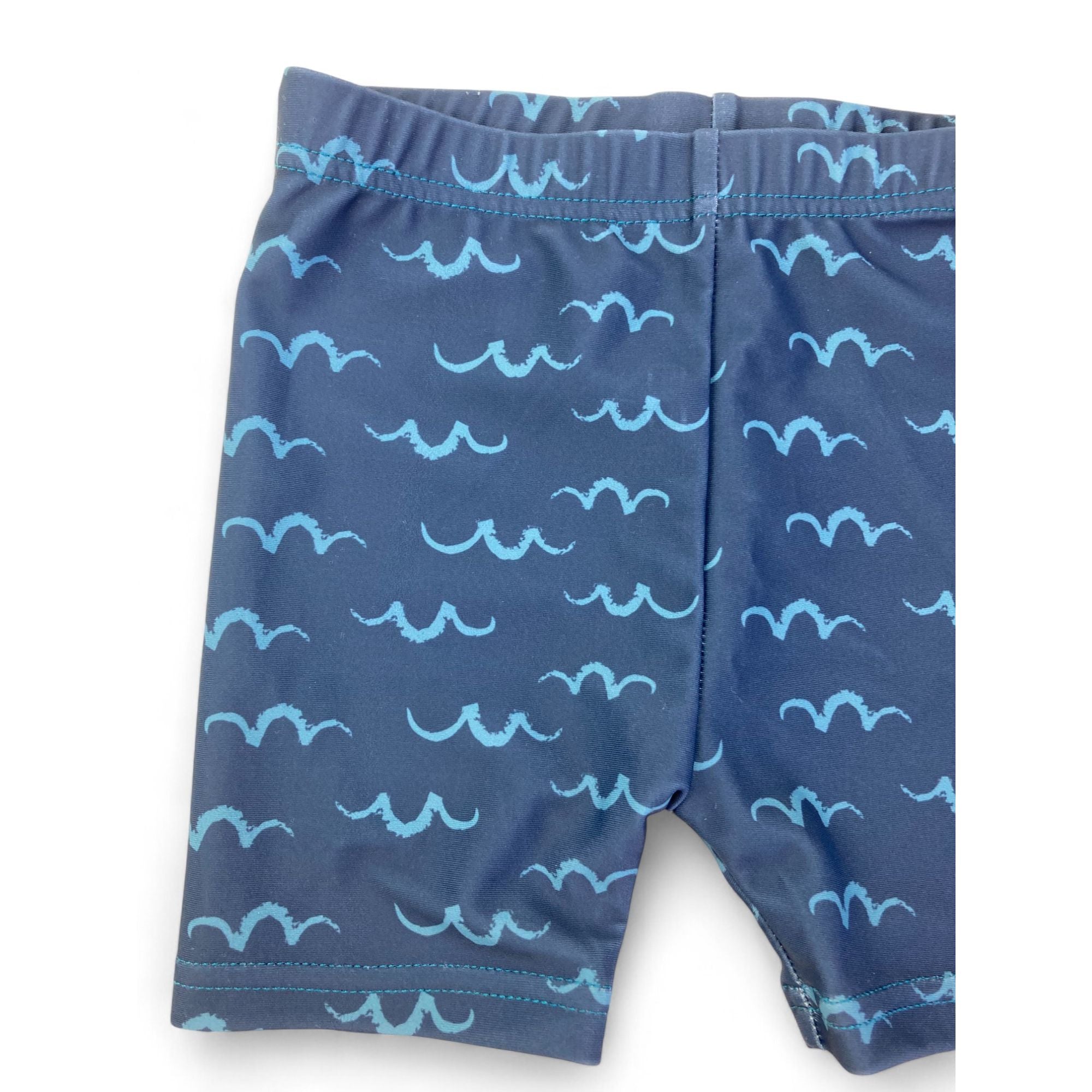6-12M Navy Blue Wavy Swim Shorts - Jolly Tots