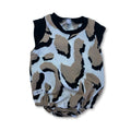 6-9M White & Beige Leopard Print Waffle Knit Romper - Carter & Me