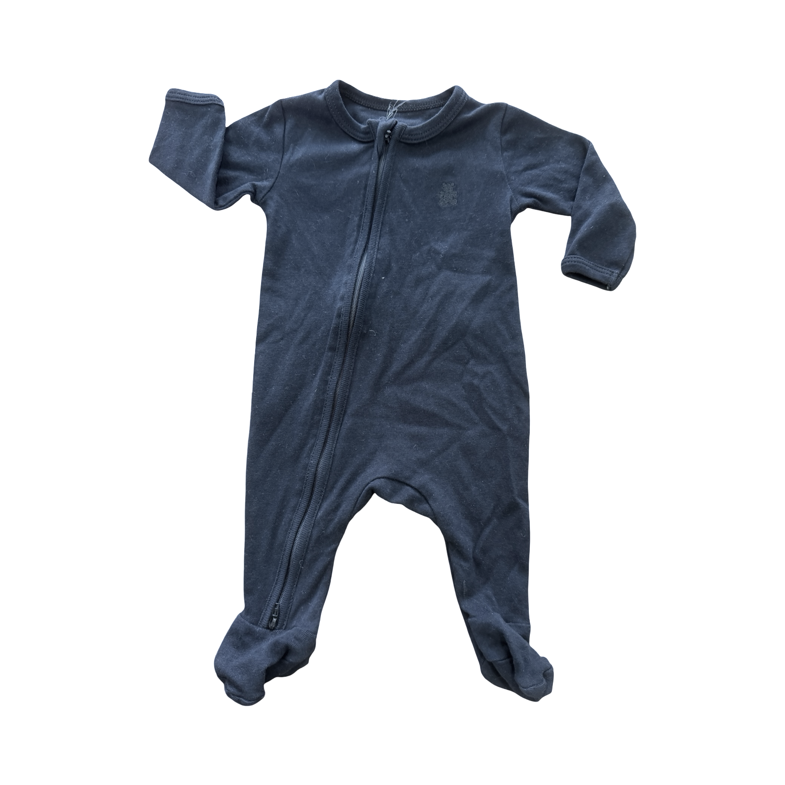 1-3M Black Zipper Cotton Babygrow - Woolworths
