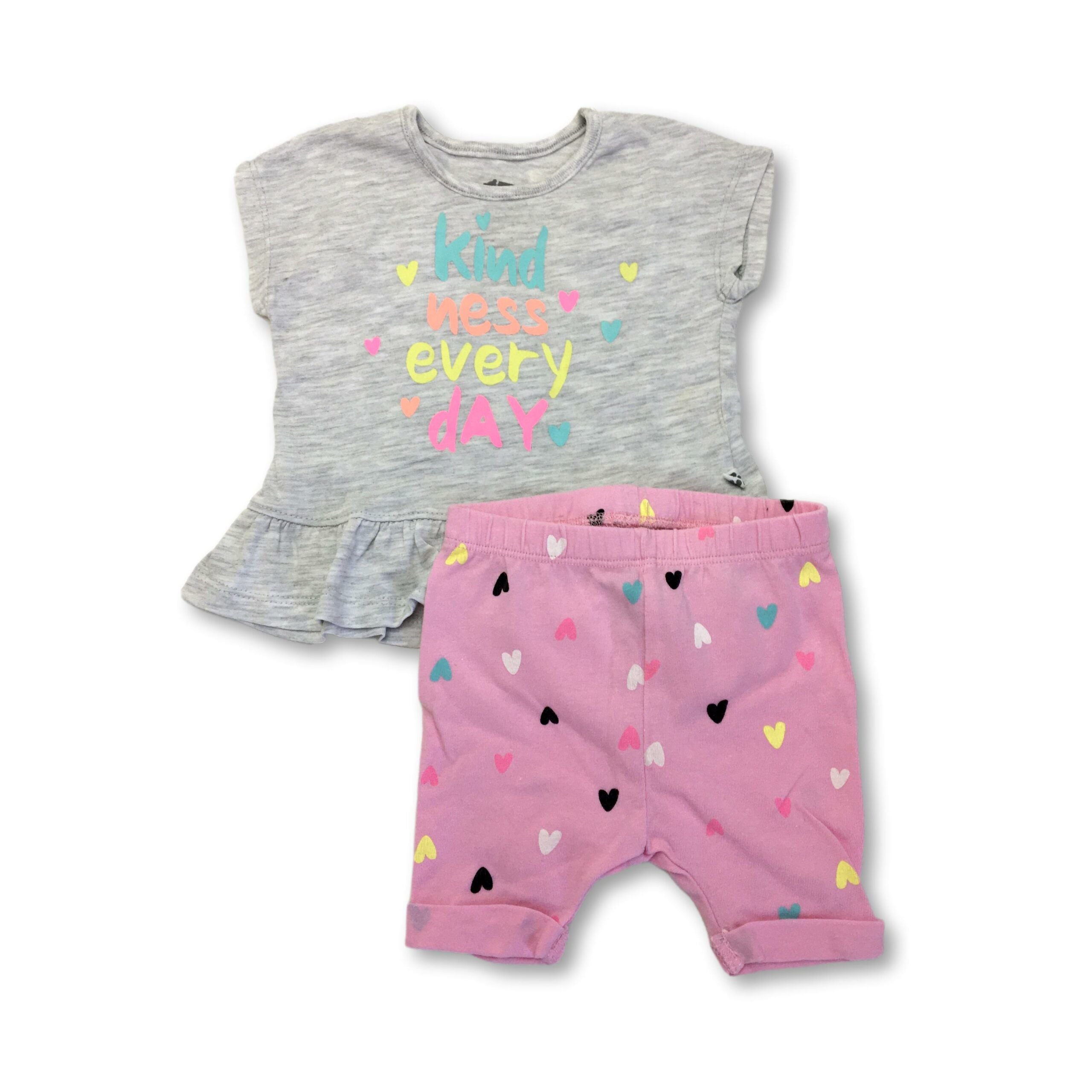 1-3M Grey Peplum & Pink Heart Shorts - Woolworths