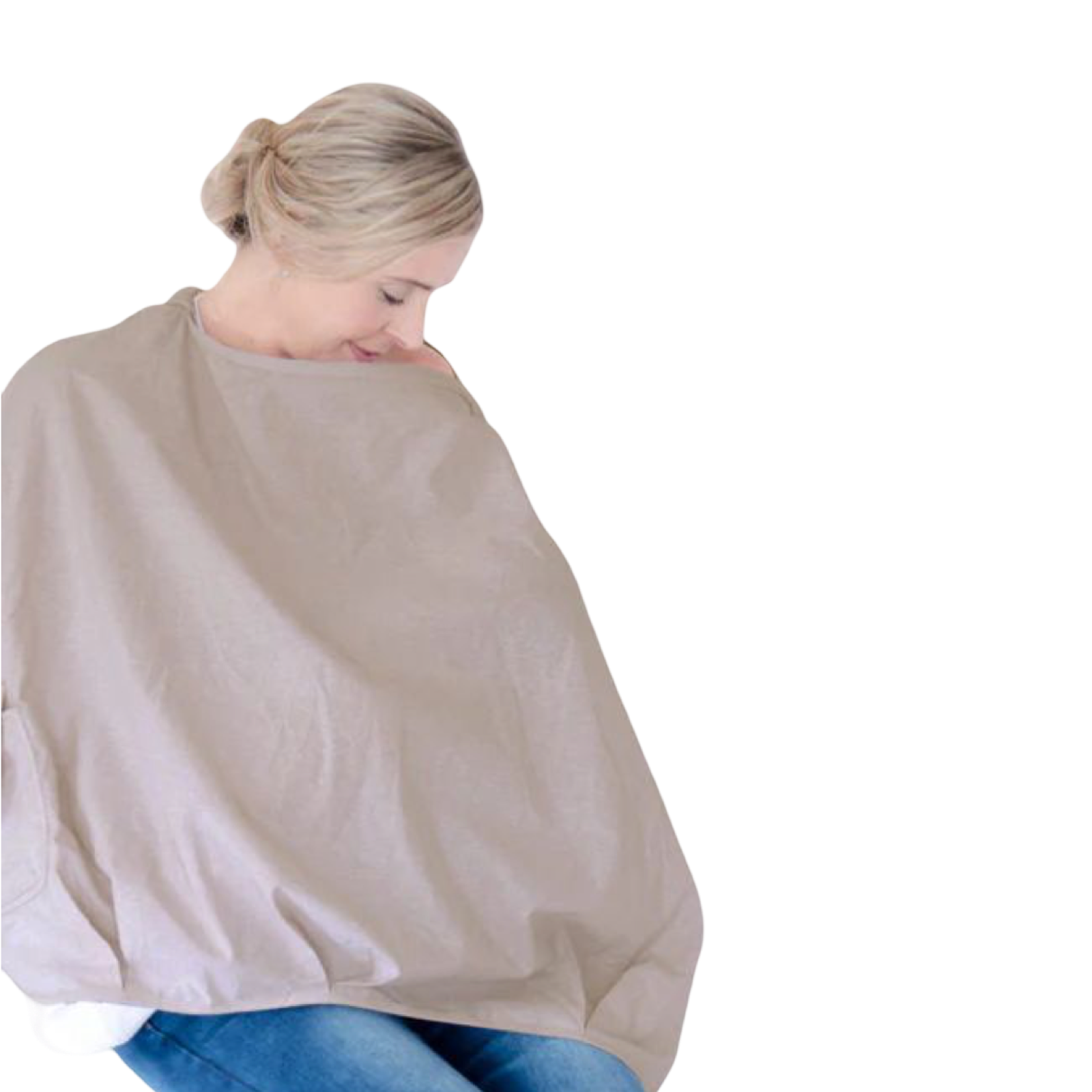 One Size - Beige Melange Apron Nursing Cover - Baby Sense