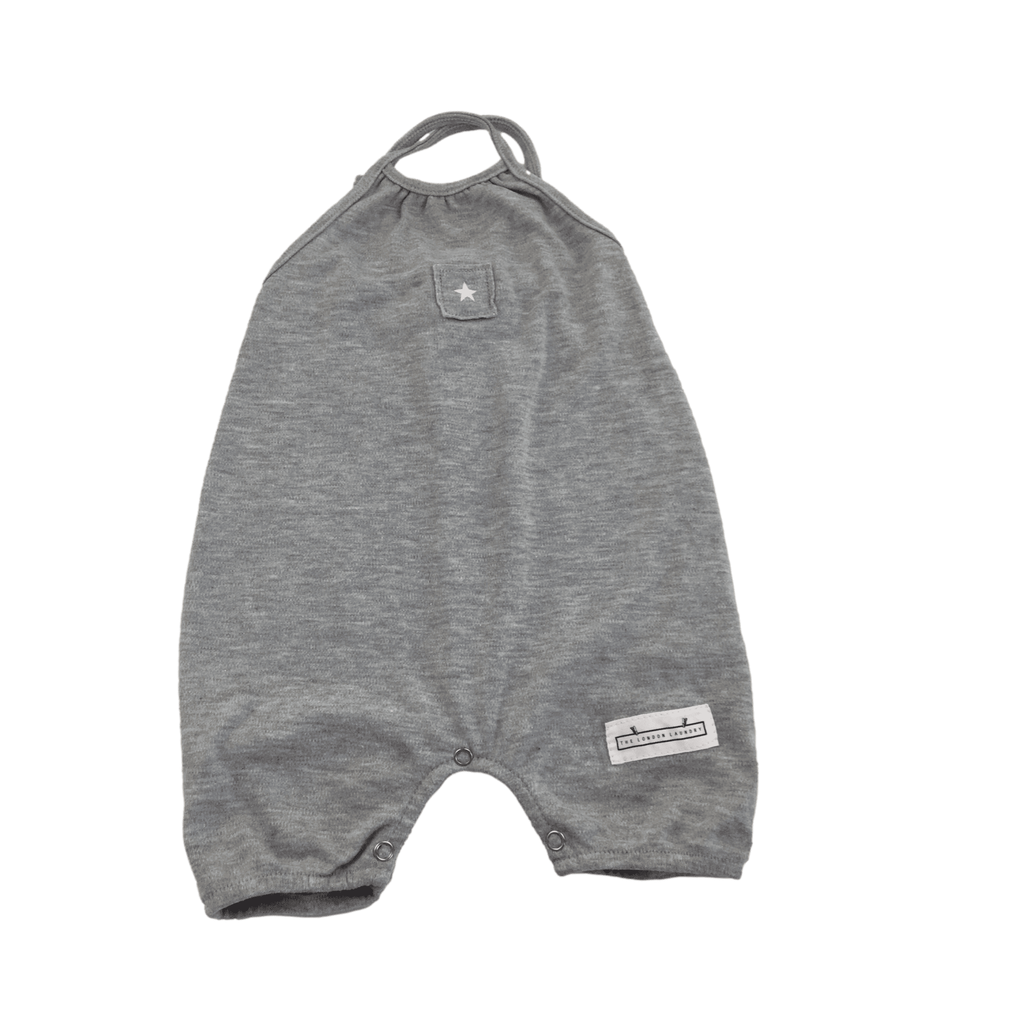 3-6M Grey Strappy Cotton Romper - The London Laundry
