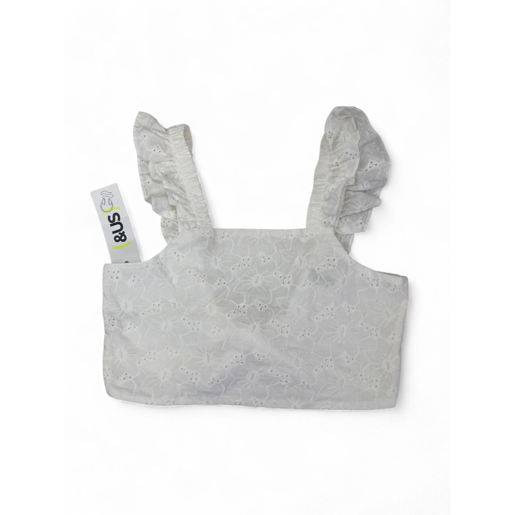 10Y White Anglaise Cotton Tie Back Crop Top - (& US)