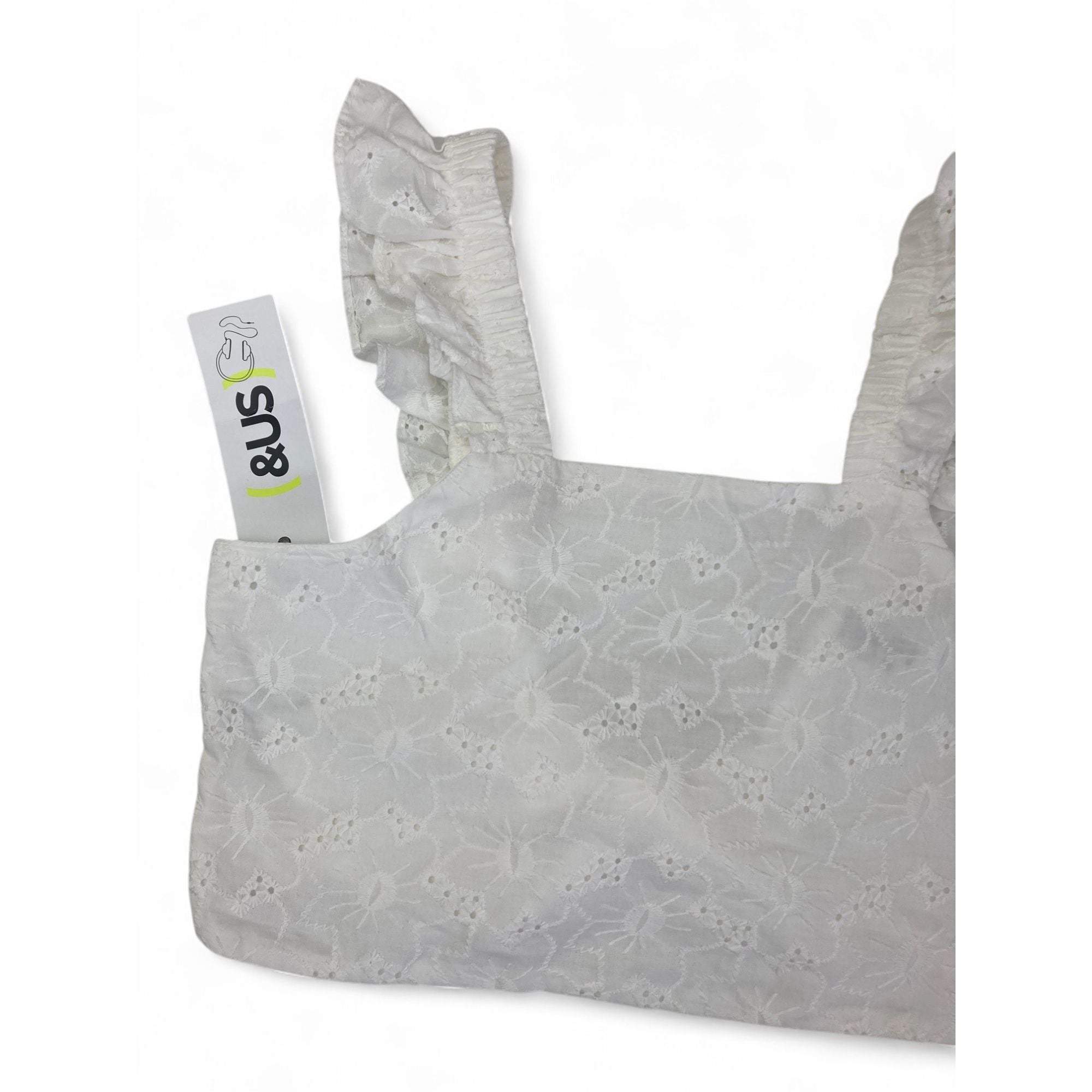 10Y White Anglaise Cotton Tie Back Crop Top - (& US)