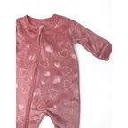 1-3M Pink Heart Velour Zip Onesie - Woolworths