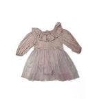 3-6M Light Pink Tulle Collared Romper Dress - Tiny Necessities