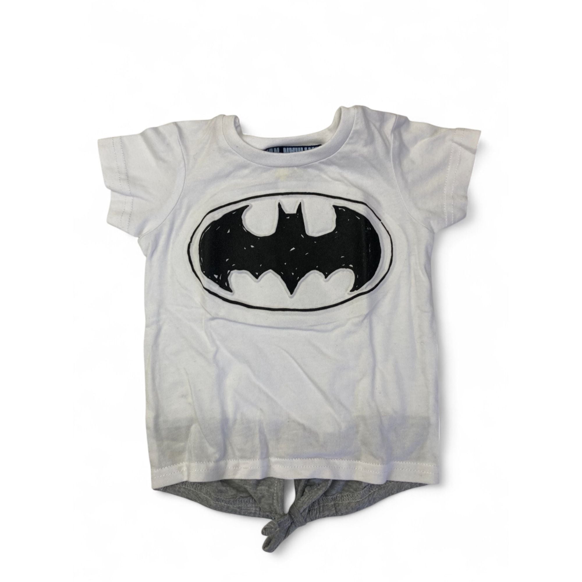 3-6M White Half Tie Batman Top - Real
