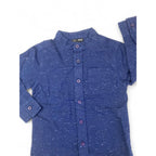 1-2Y Dark Blue Melange Button Down Mandarin Shirt - Mr Price