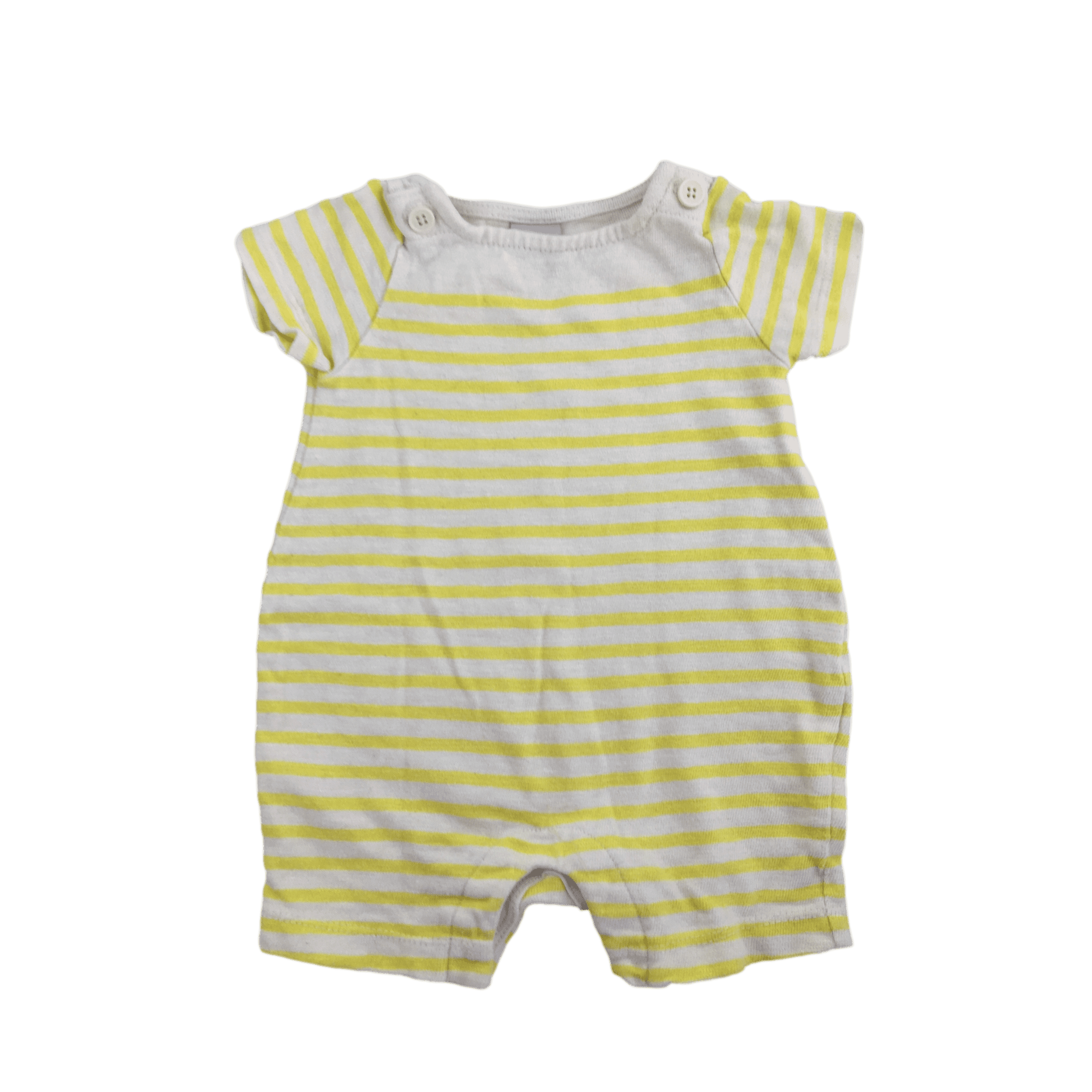 0-3M Light Yellow & White Stripe Romper - Gap