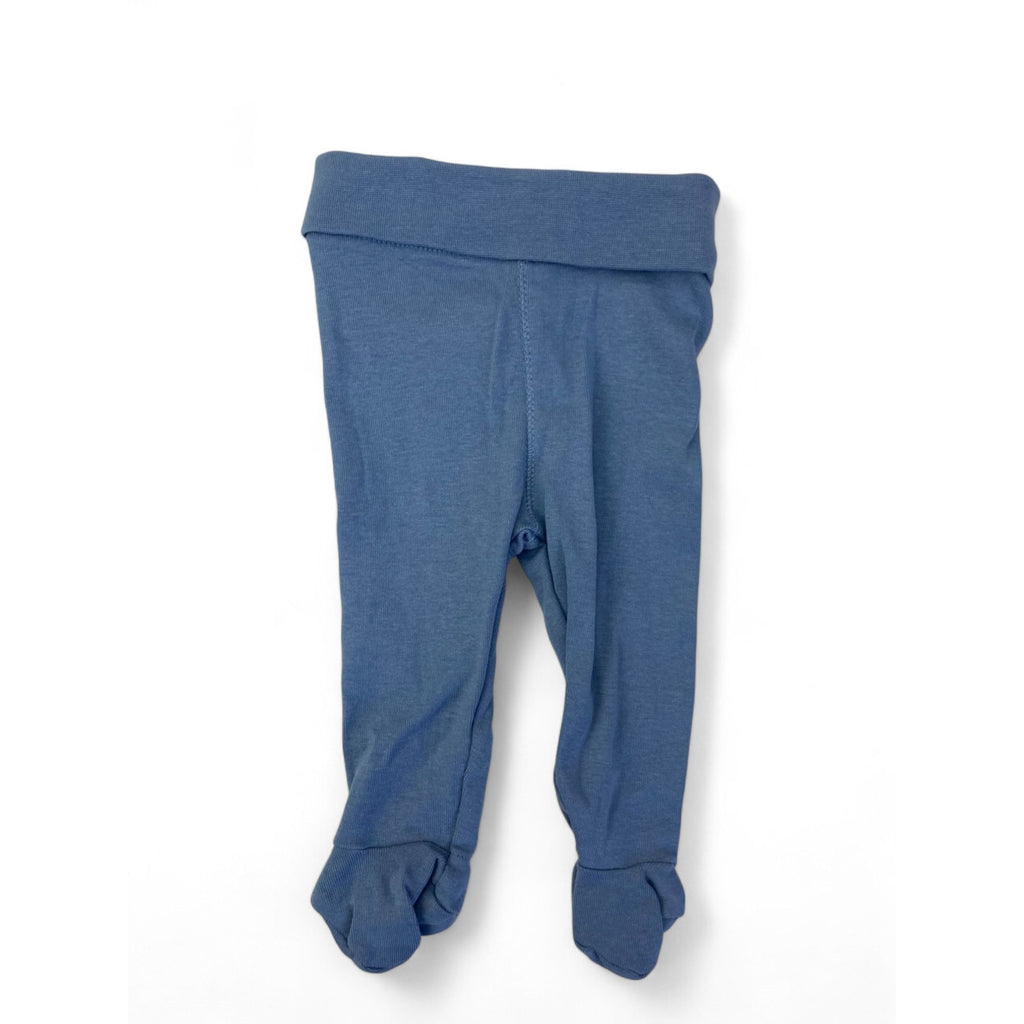 UK 1-2M Dusty Blue Cotton Footed Organic Cotton Leggings - H&M