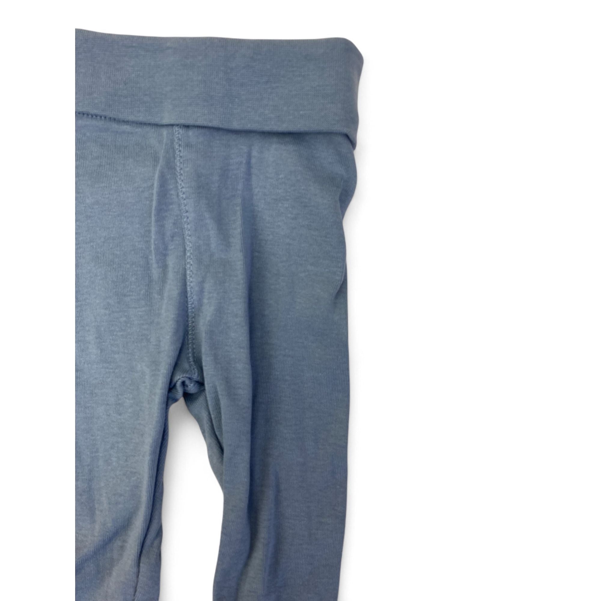 UK 1-2M Dusty Blue Cotton Footed Organic Cotton Leggings - H&M