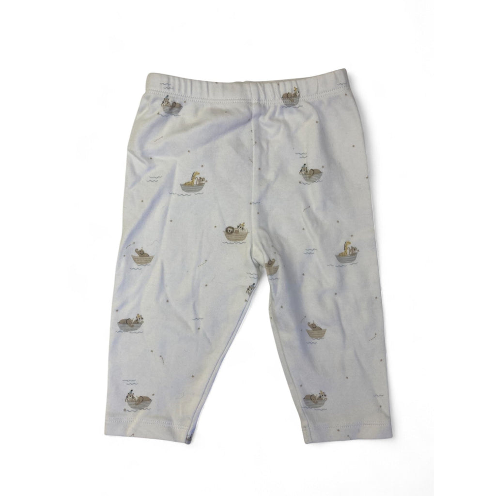 3-6M White Animal Sailboat Print Cotton Leggings - The Little White Company