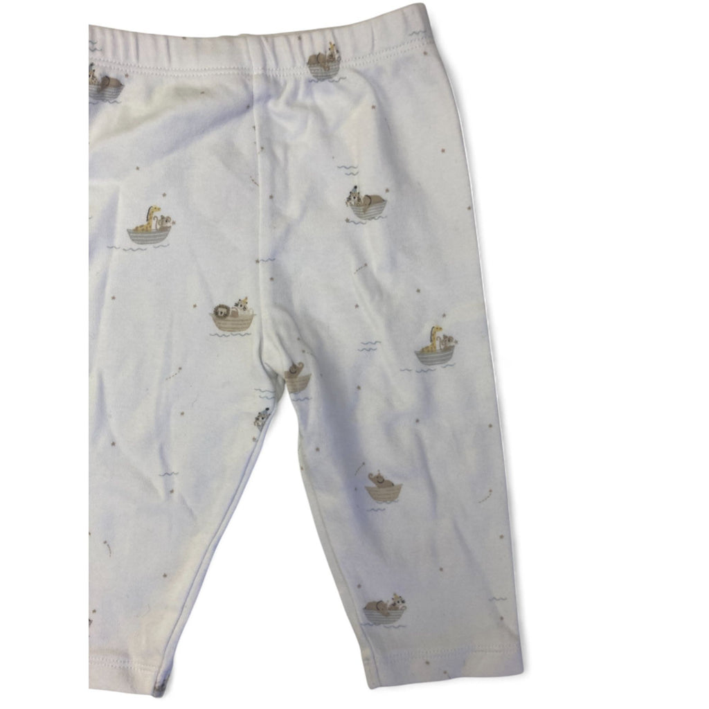 3-6M White Animal Sailboat Print Cotton Leggings - The Little White Company