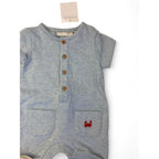 0-3M Light Blue Organic Cotton Button Romper - The Little White Company