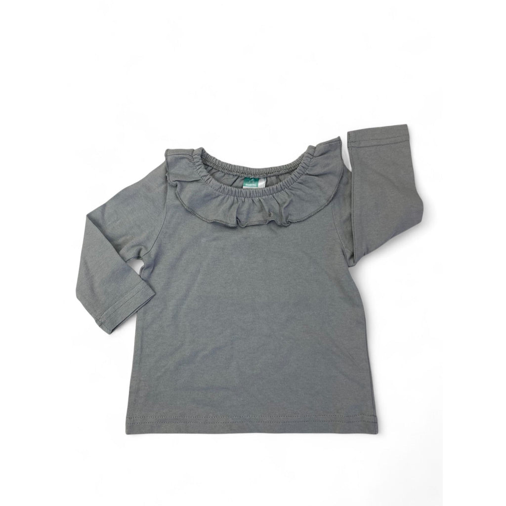 3-6M Grey Frill Neck Long Sleeve Top - Ackermans