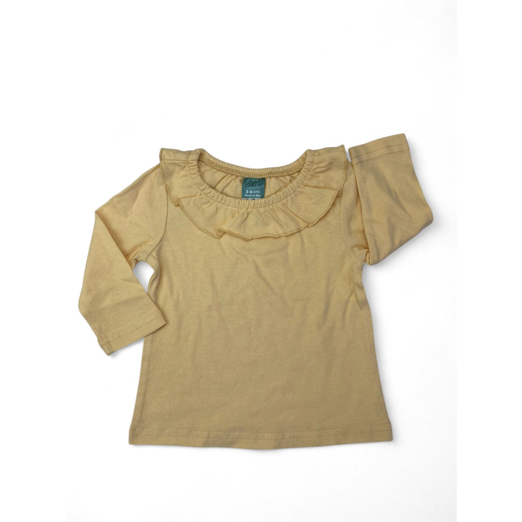 3-6M Yellow Frill Neck Long Sleeve Top - Ackermans