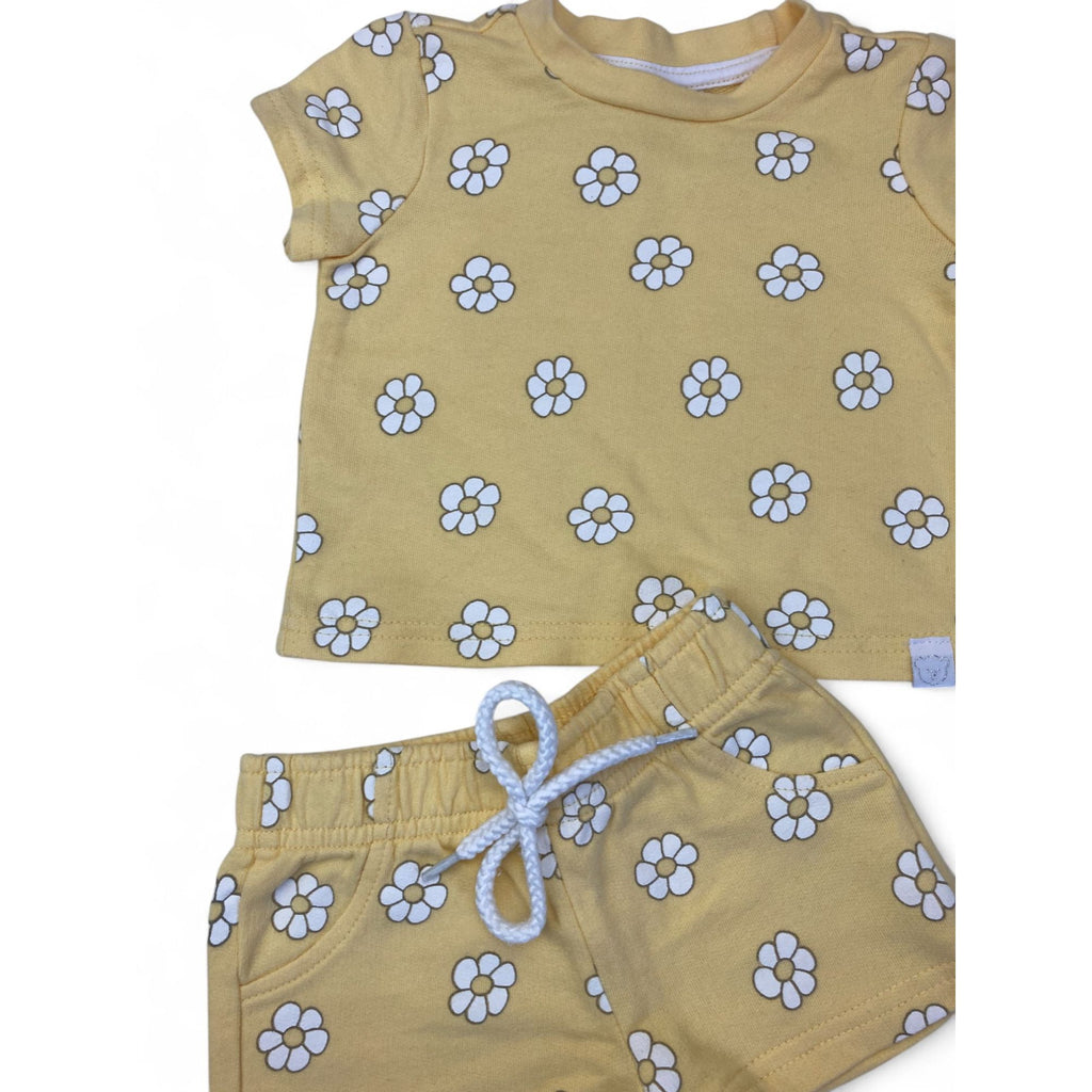 3-6M Yellow Daisy T Shirt & Shorts - OneTwoThree