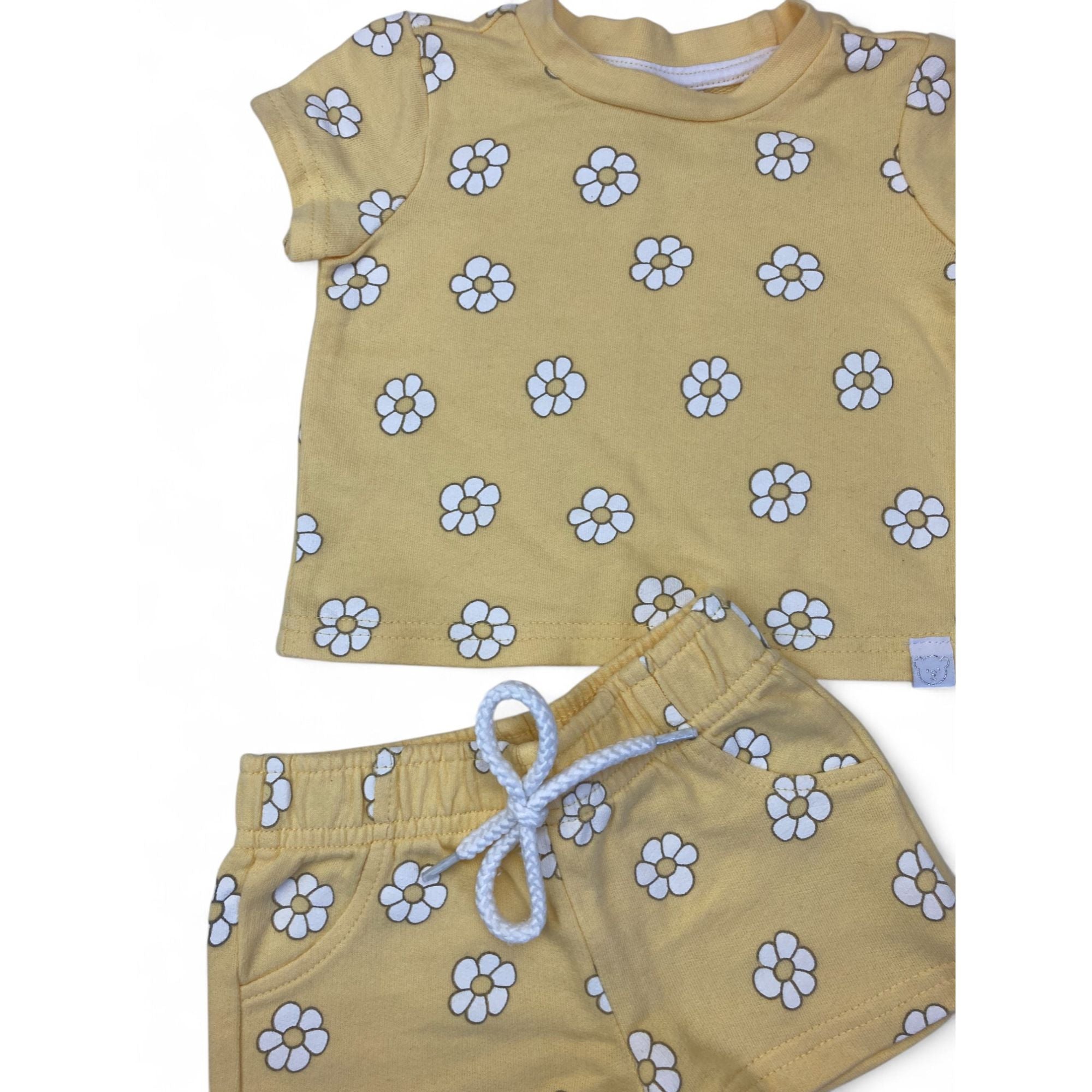 3-6M Yellow Daisy T Shirt & Shorts - OneTwoThree