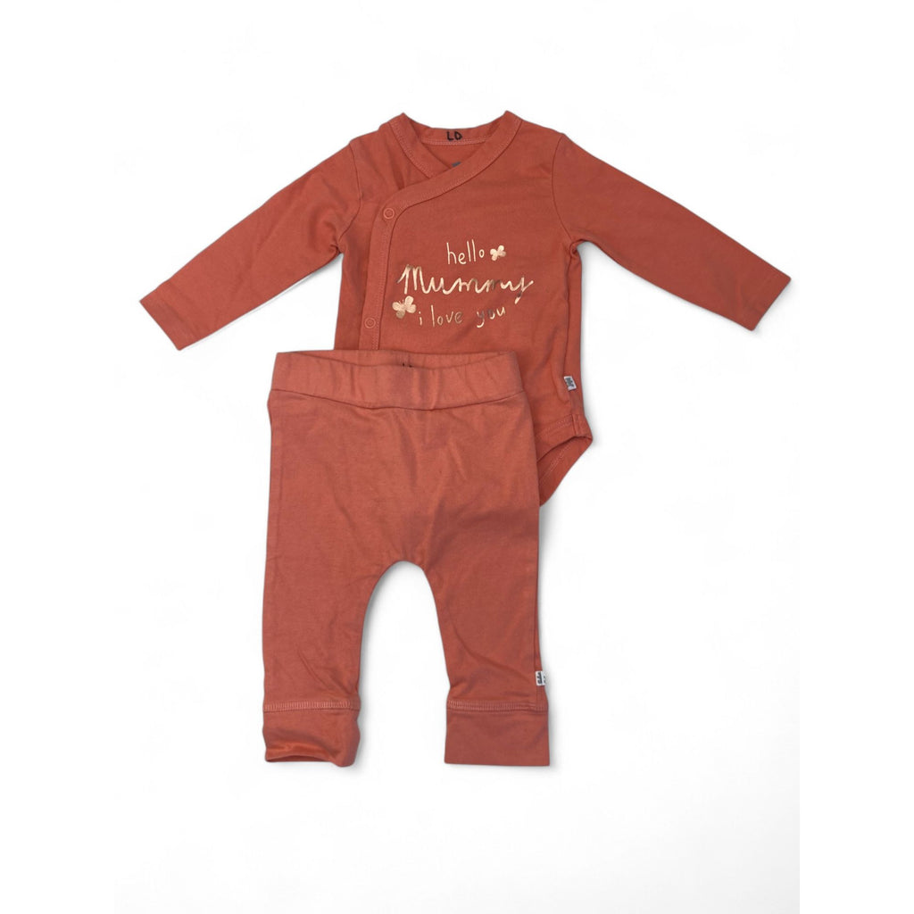 3-6M Coral Side Snap Bodysuit & Leggings - Woolworths