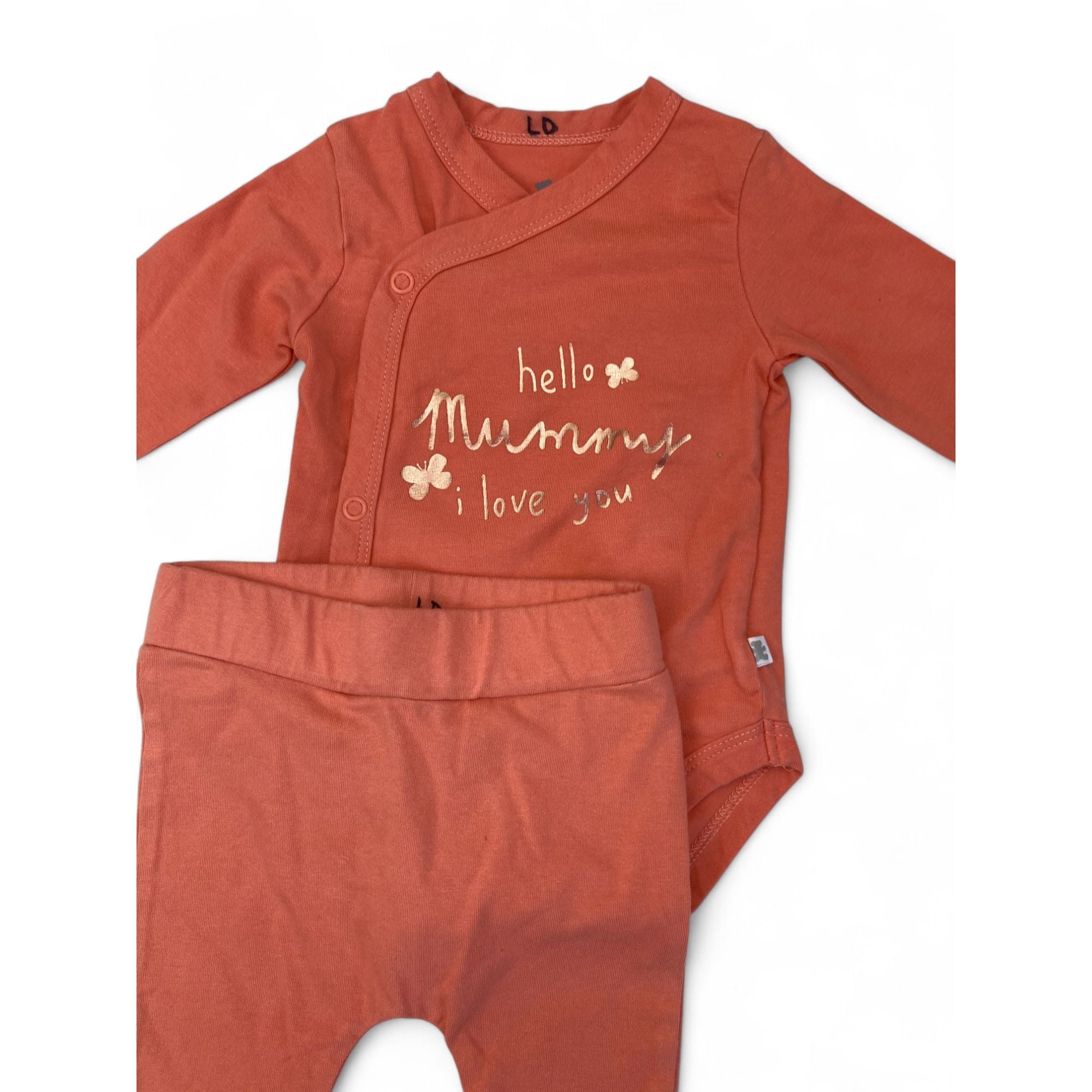 3-6M Coral Side Snap Bodysuit & Leggings - Woolworths