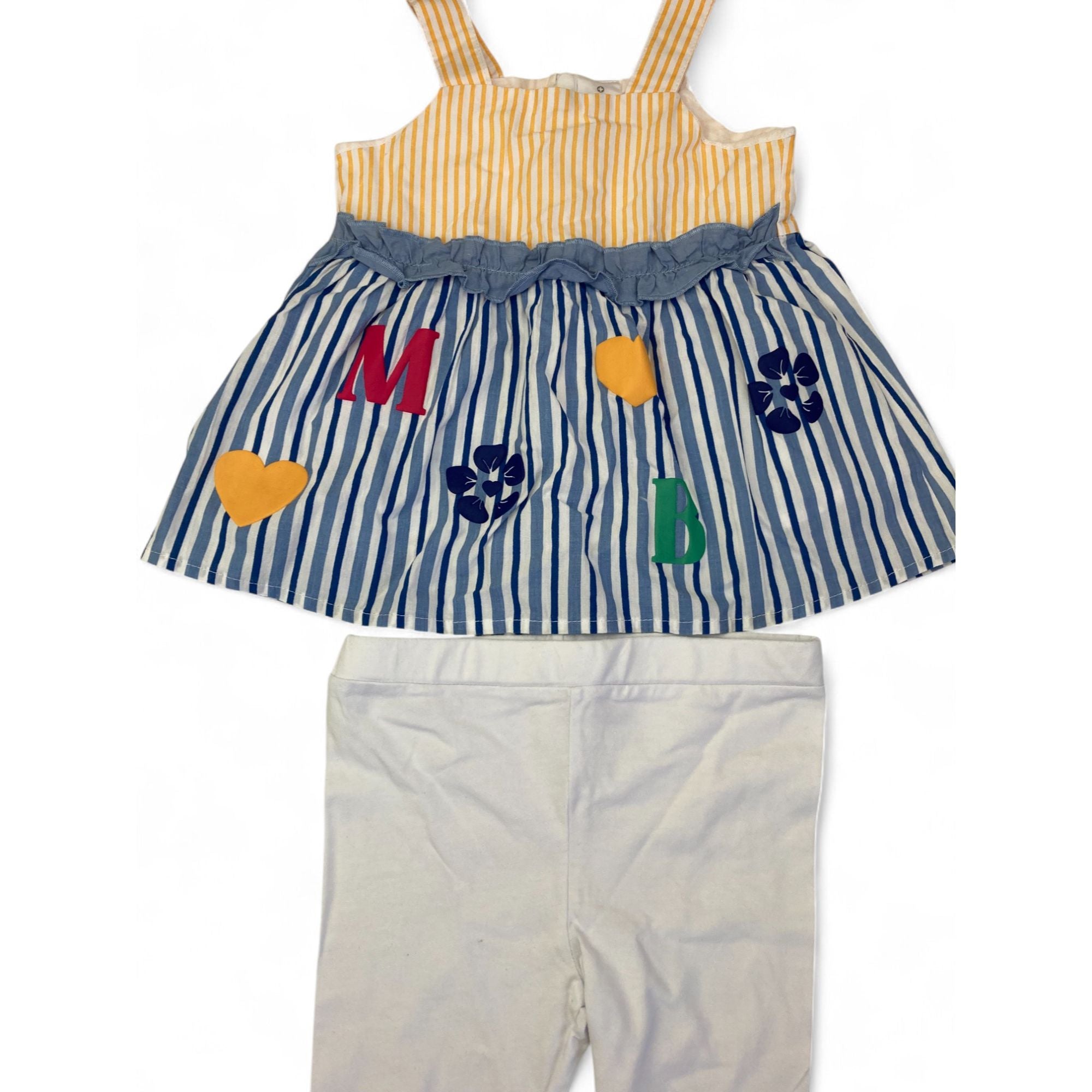 12-18M Blue Stripe Dress & Leggings - Clicks