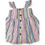 6-12M Pastel Stripe Viscose-Linen Blend Dress - Ackermans