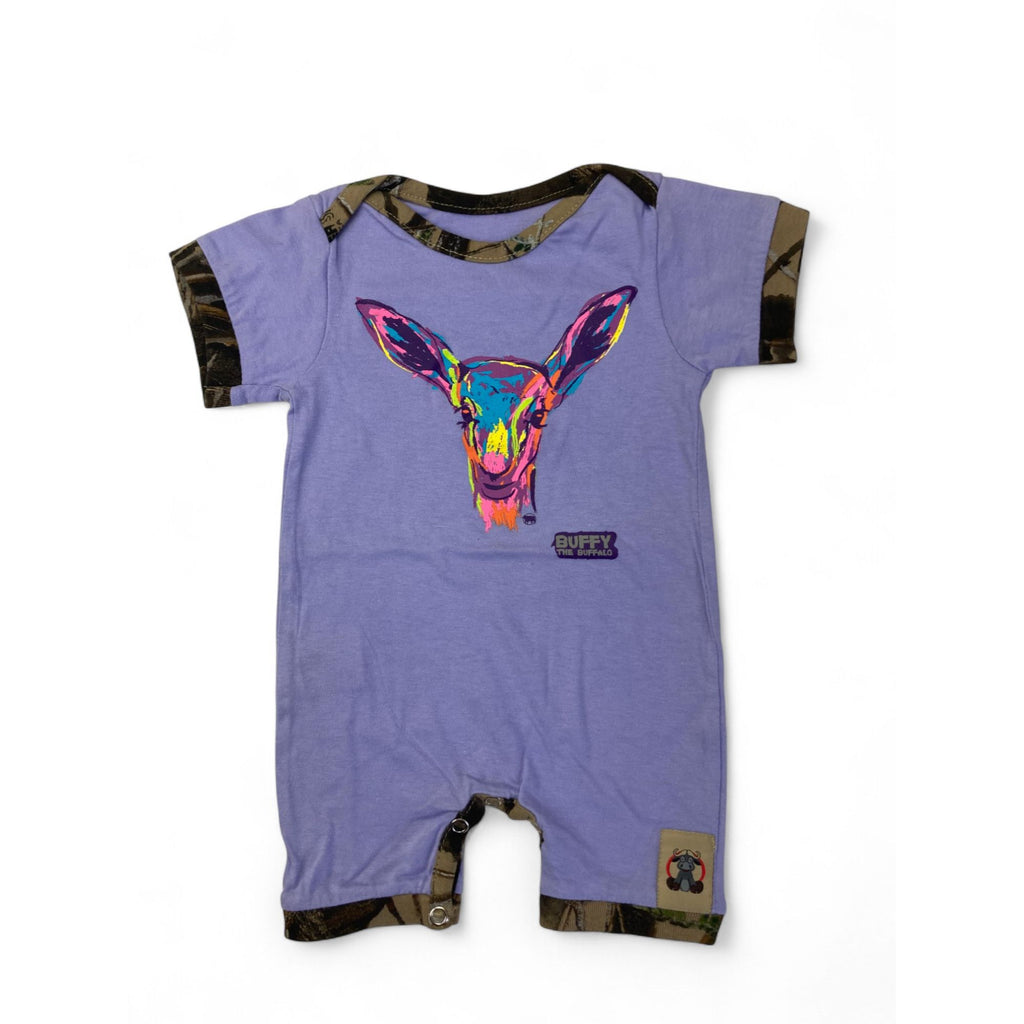3-6M Lilac Deer Printed Romper - Buffy The Buffalo