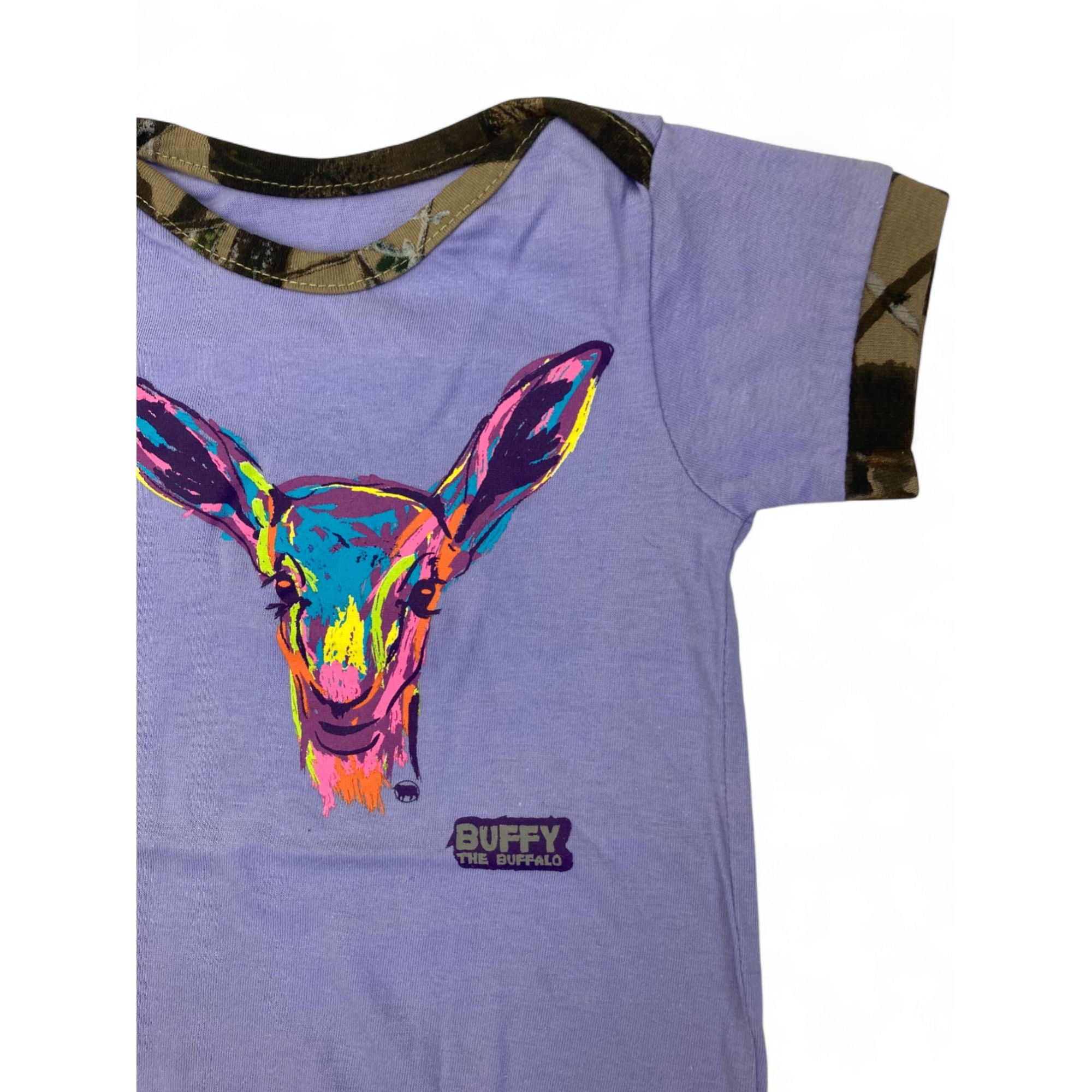 3-6M Lilac Deer Printed Romper - Buffy The Buffalo