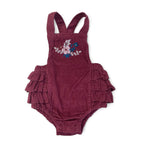 0-3M Maroon Corduroy Pinafore Romper - Tu