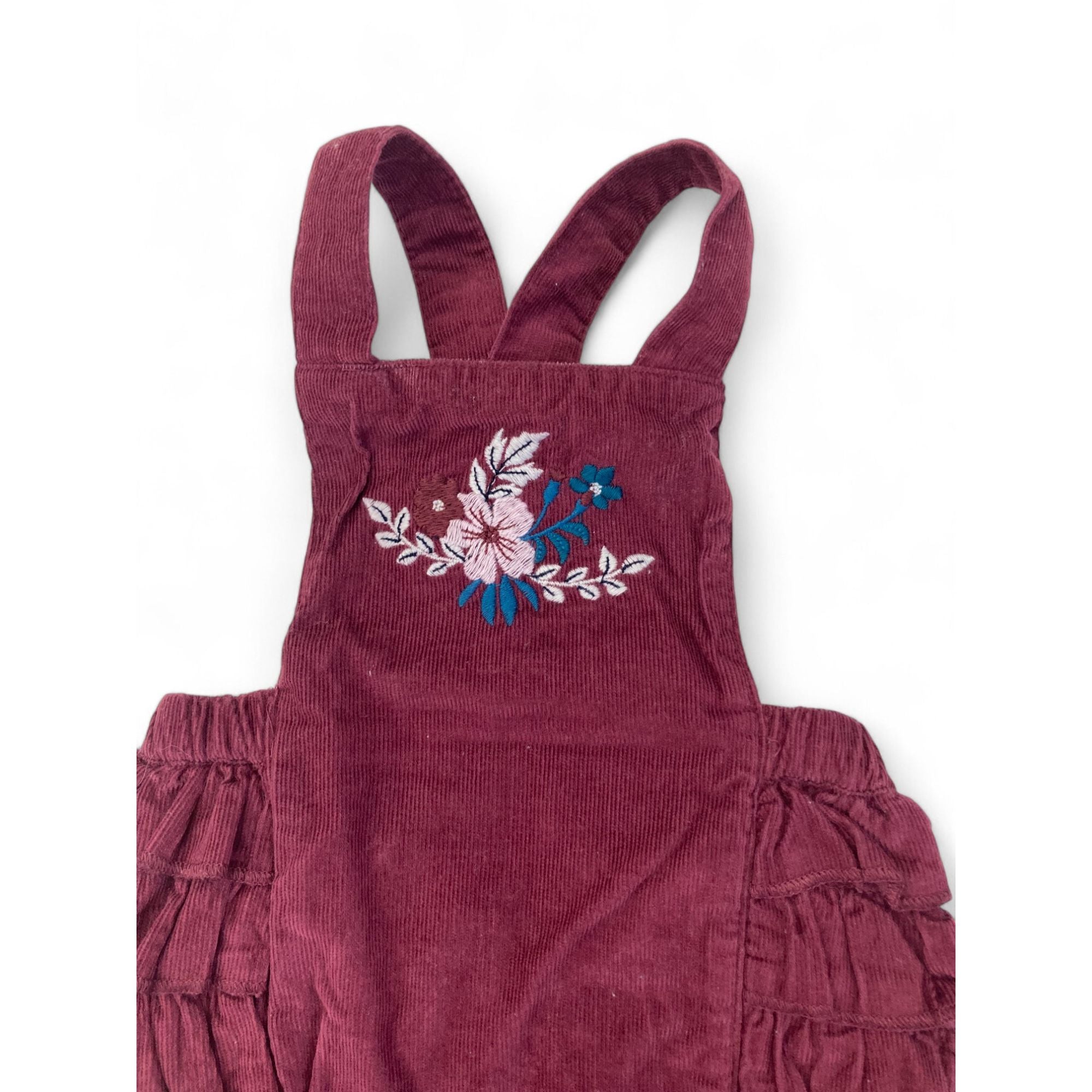 0-3M Maroon Corduroy Pinafore Romper - Tu