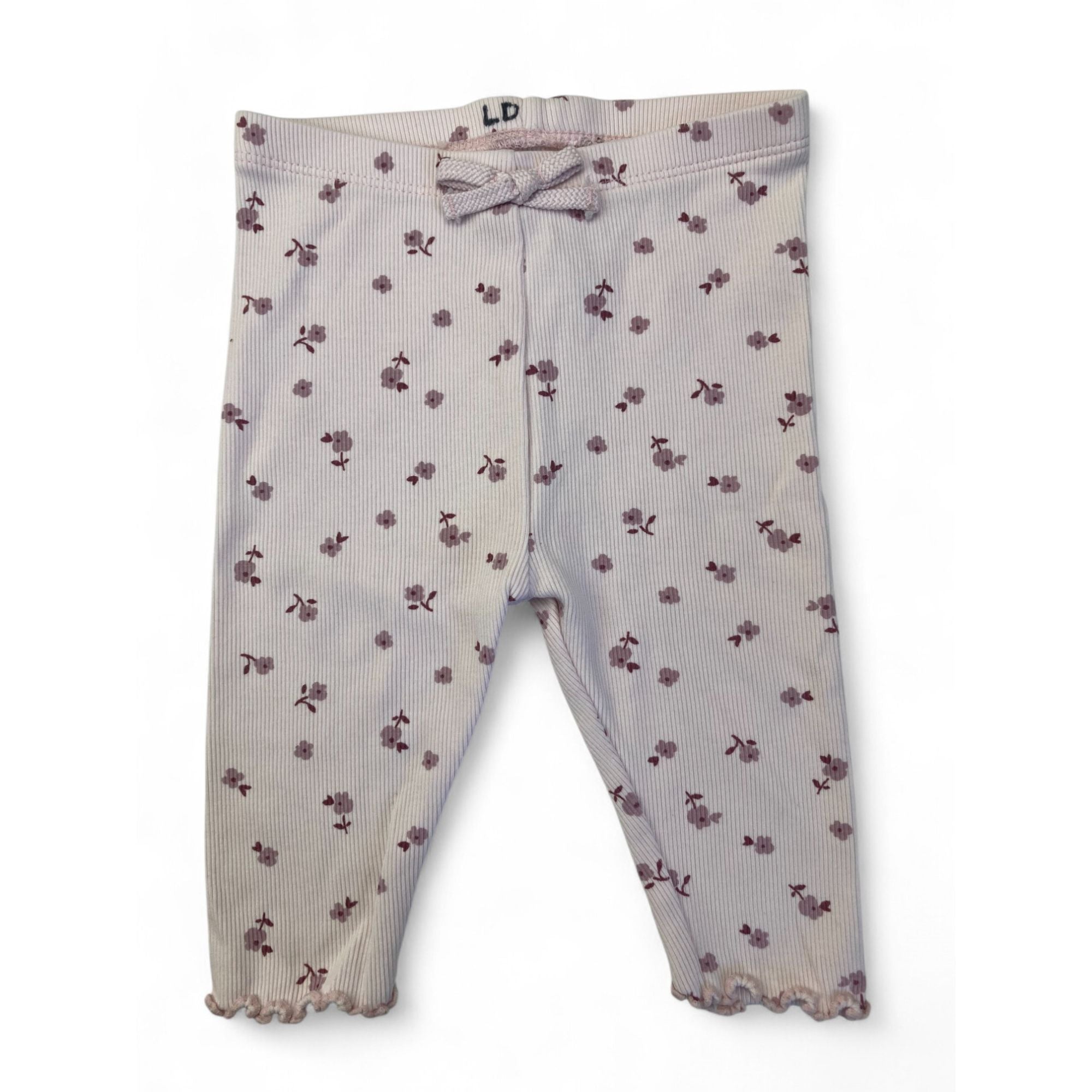 3-6M Light Pink Ribbed Floral Leggings - Woolworths