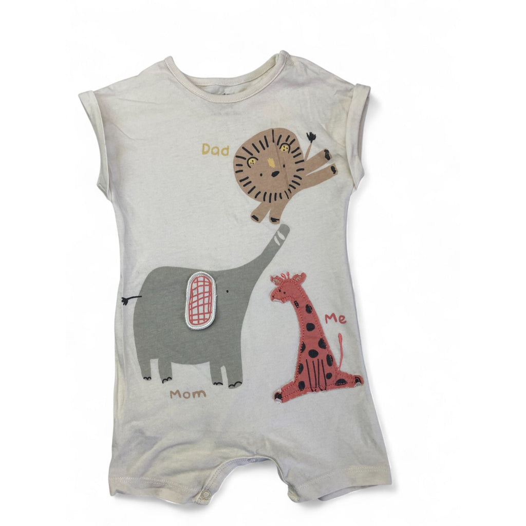 3-6M Cream Animal Batwing Romper - Woolworths