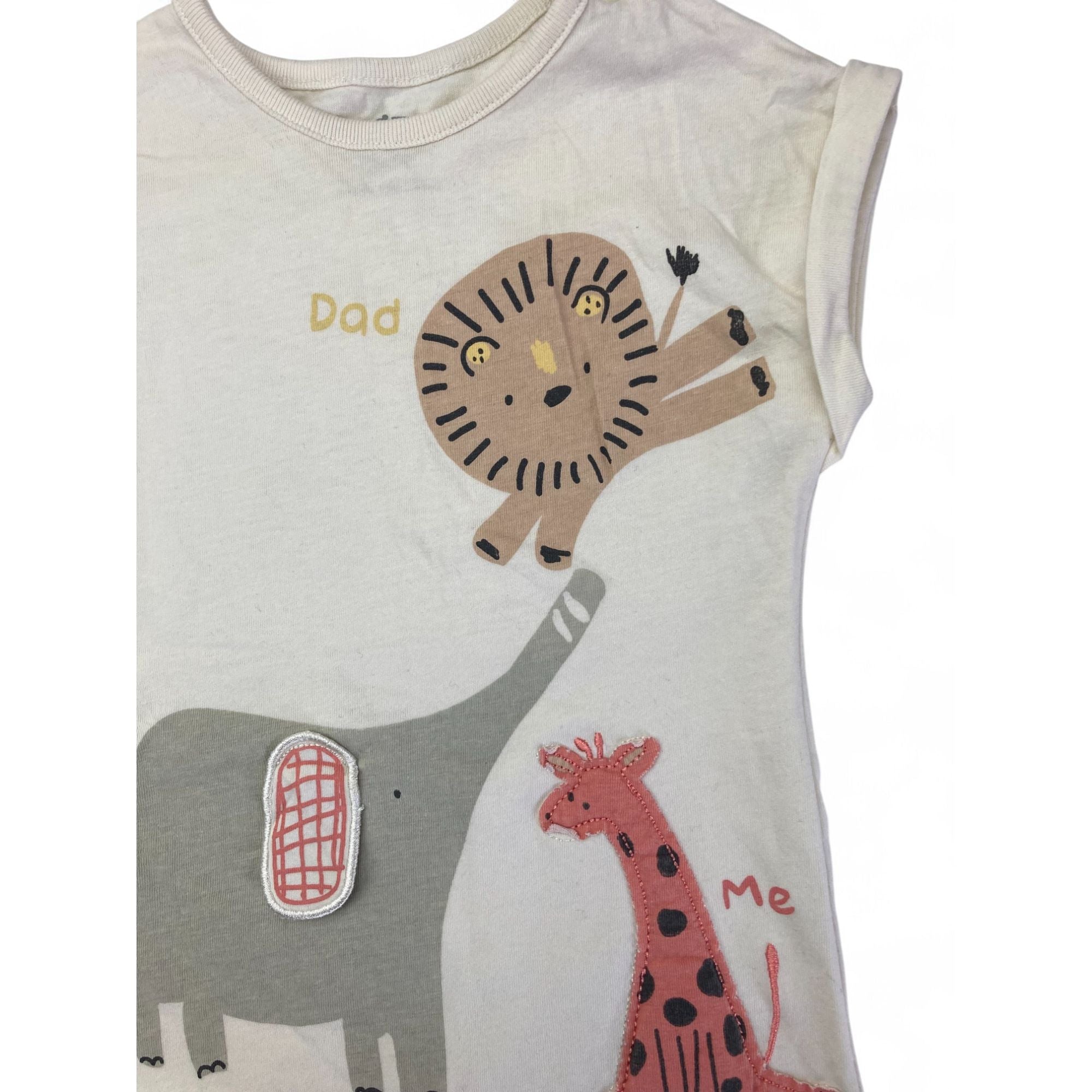 3-6M Cream Animal Batwing Romper - Woolworths
