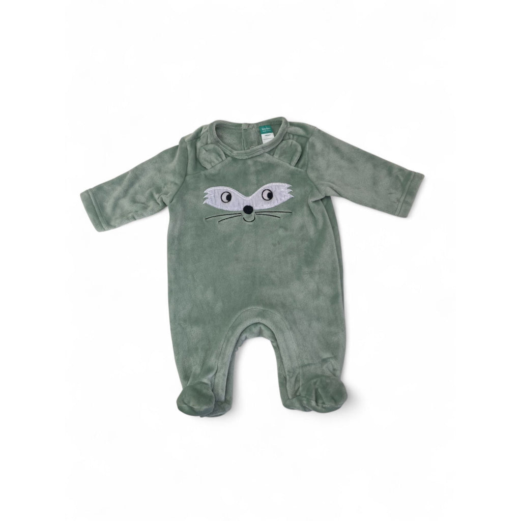 Newborn Mint Green Velour Fox Onesie - Ackermans