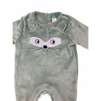 Newborn Mint Green Velour Fox Onesie - Ackermans