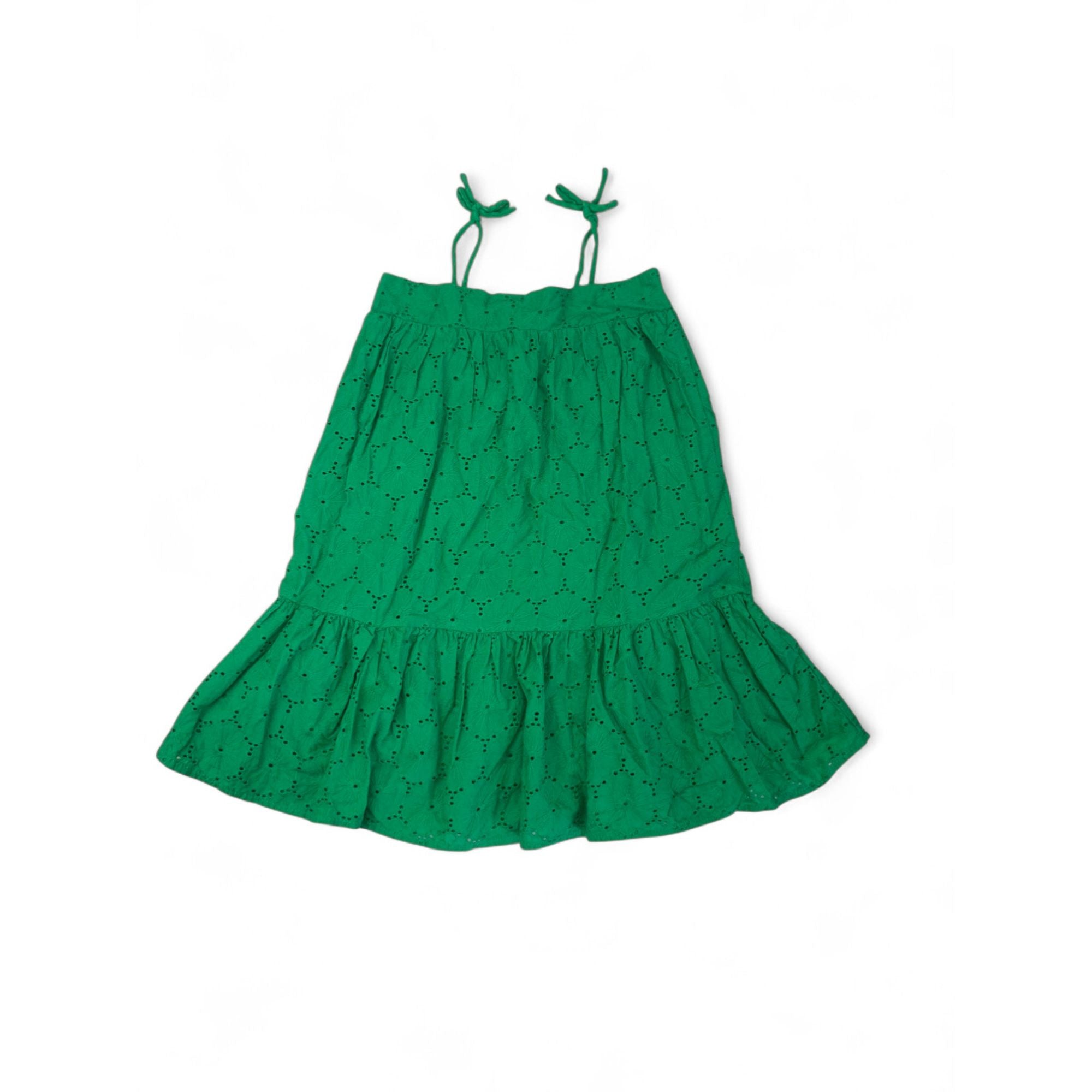 6Y Green Cotton Anglaise Strappy Dress - Cotton On