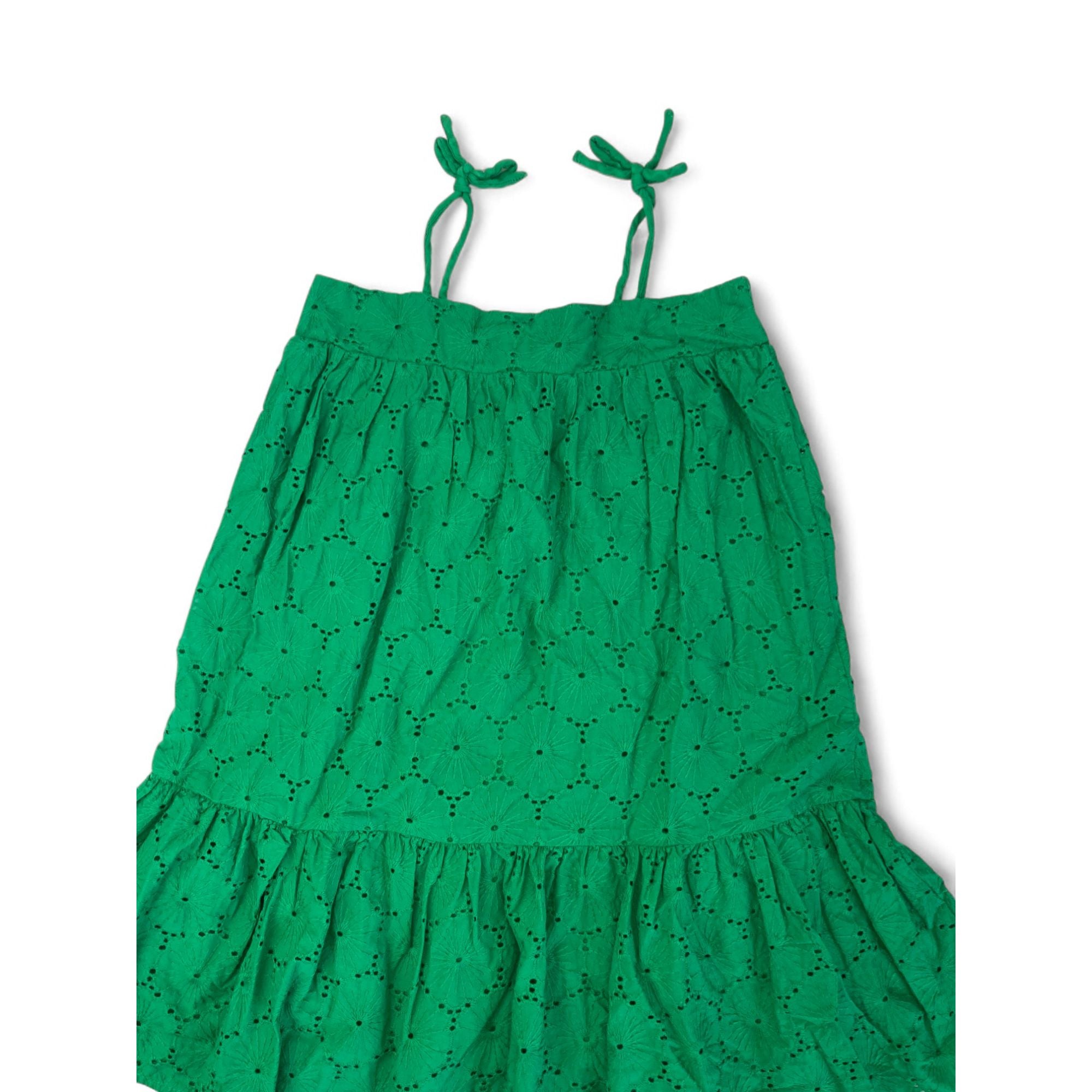 6Y Green Cotton Anglaise Strappy Dress - Cotton On