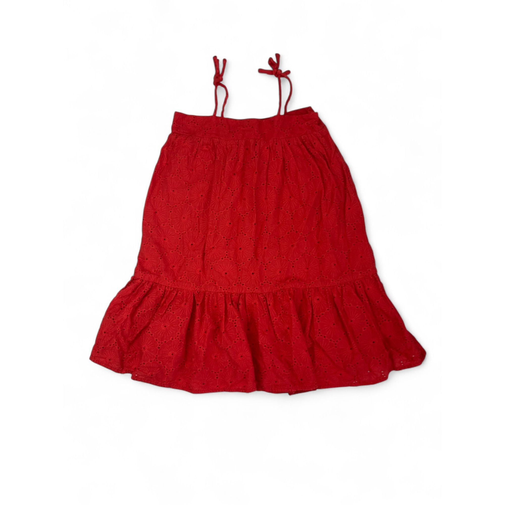 6Y Red Cotton Anglaise Strappy Dress - Cotton On