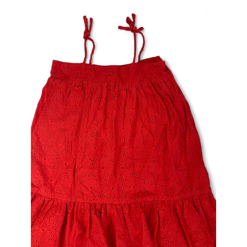 6Y Red Cotton Anglaise Strappy Dress - Cotton On