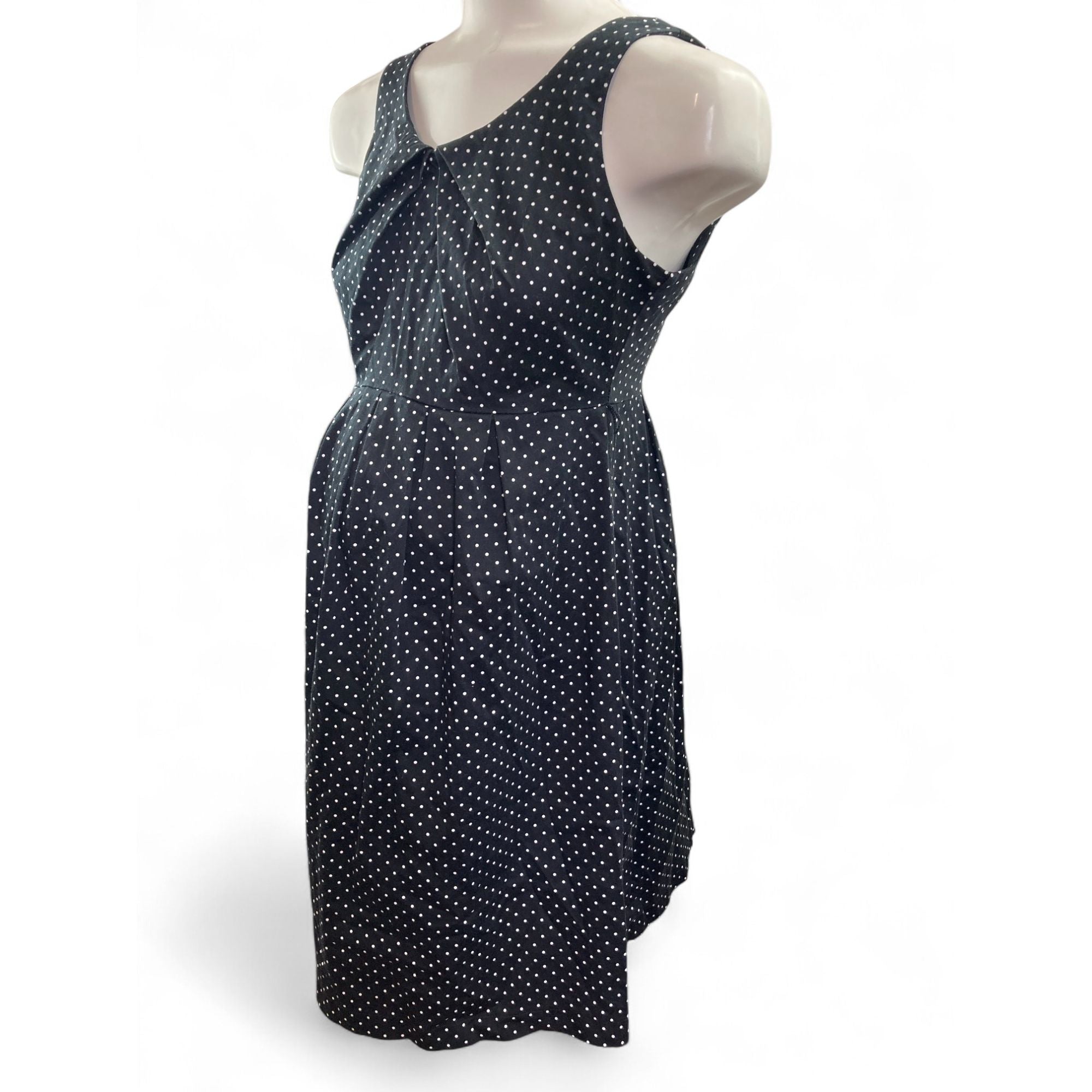 US Small - Black & White Dotted Sleeveless Maternity Dress - Motherhood Maternity