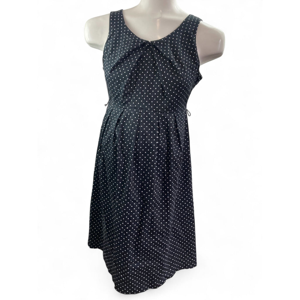 US Small - Black & White Dotted Sleeveless Maternity Dress - Motherhood Maternity