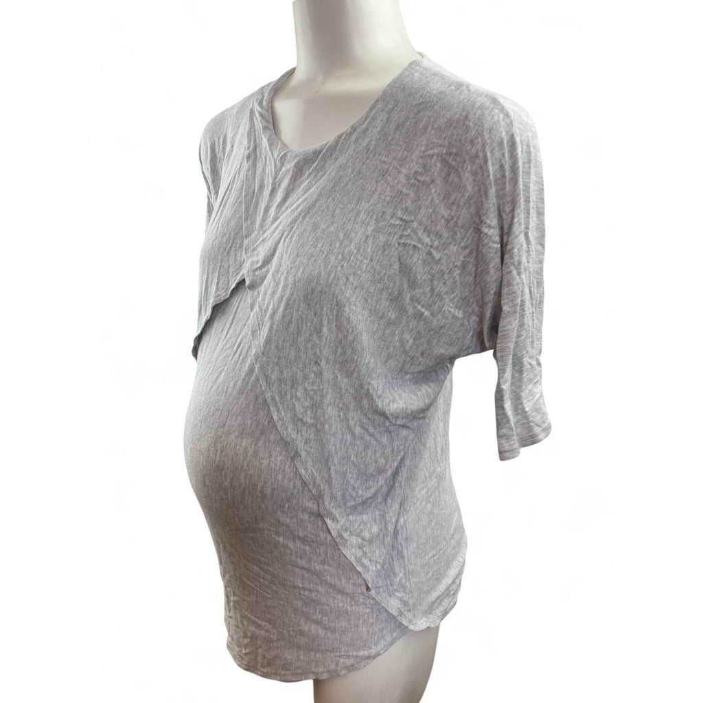 Small - Light Grey Maternity & Nursing Top - Aneenhenze