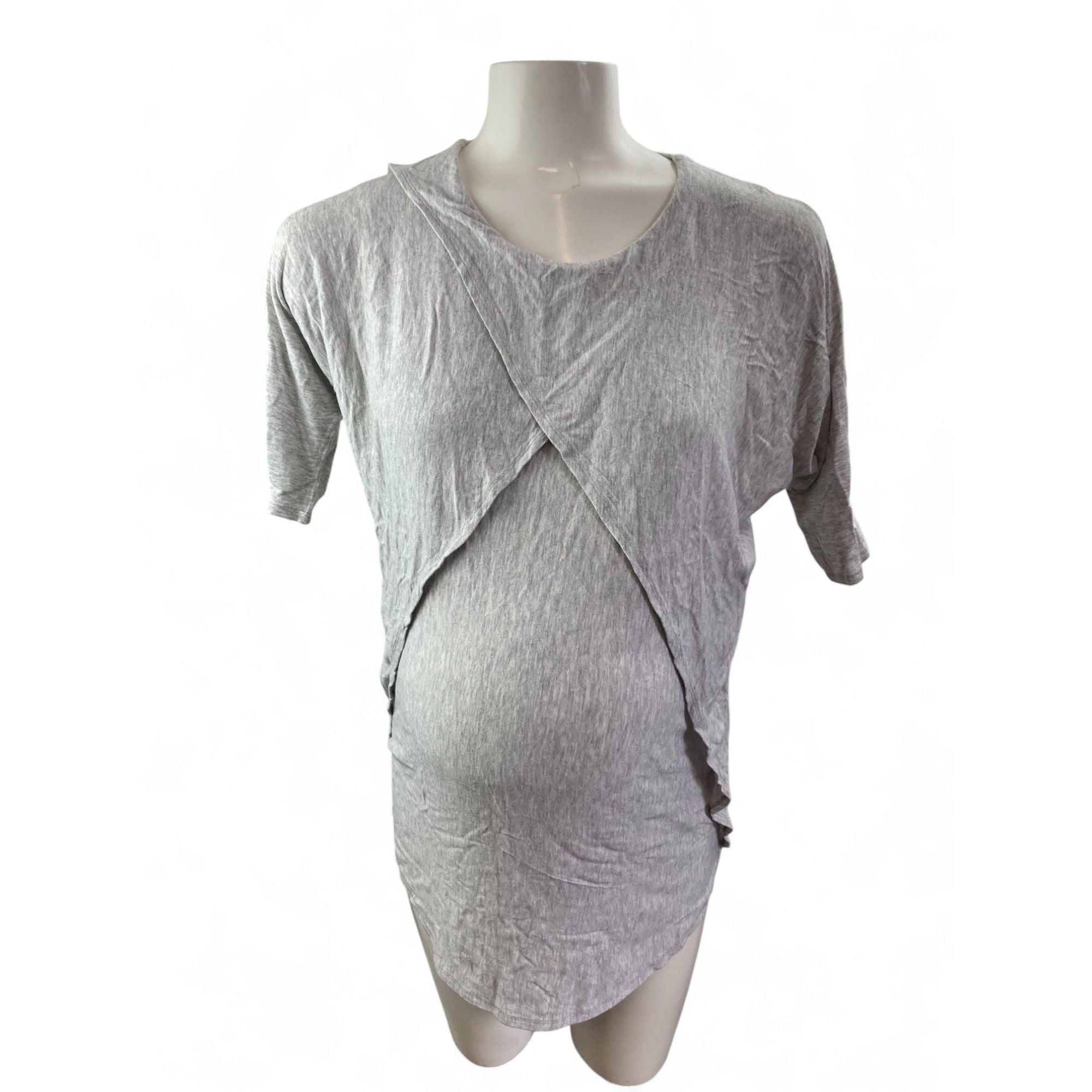Small - Light Grey Maternity & Nursing Top - Aneenhenze