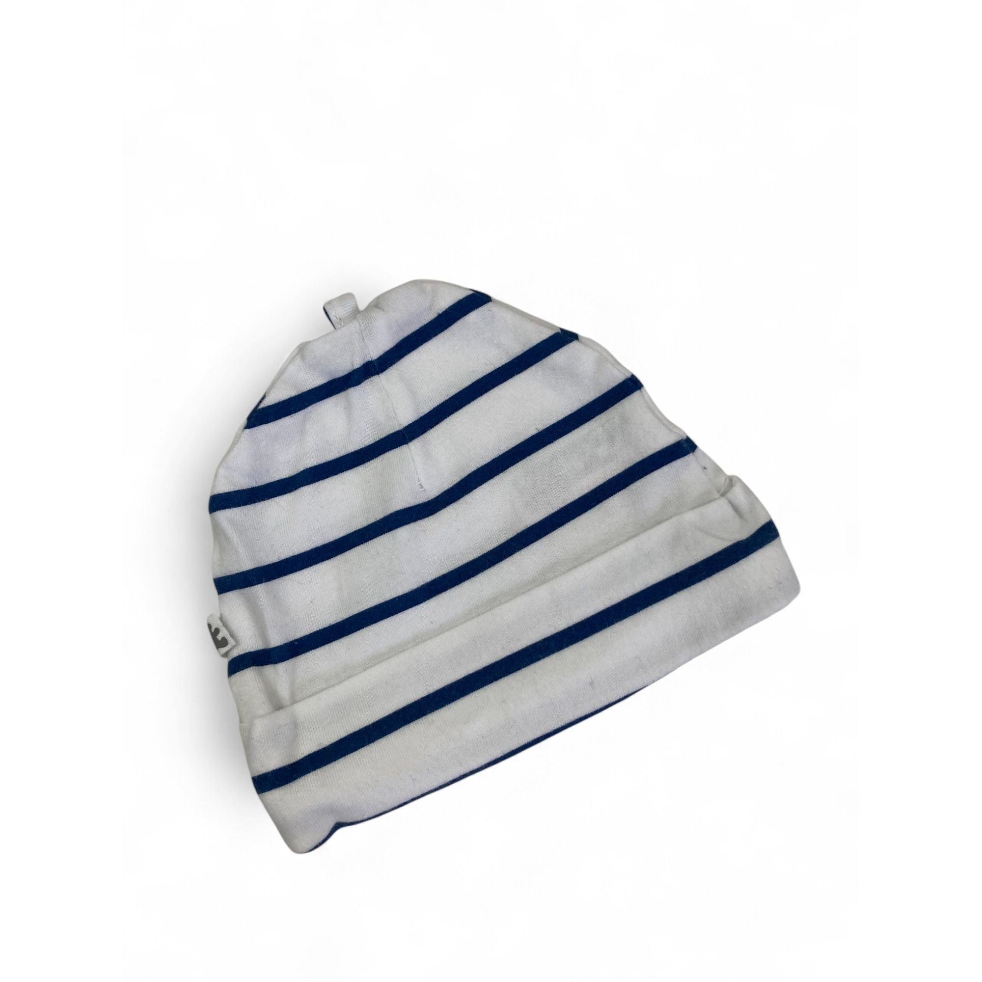 1-3M White & Blue Stripe Cotton Beanie - Woolworths