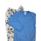 6-12M Blue Bodysuit & Grey Sleeveless Animal Romper - Ackermans, Jet