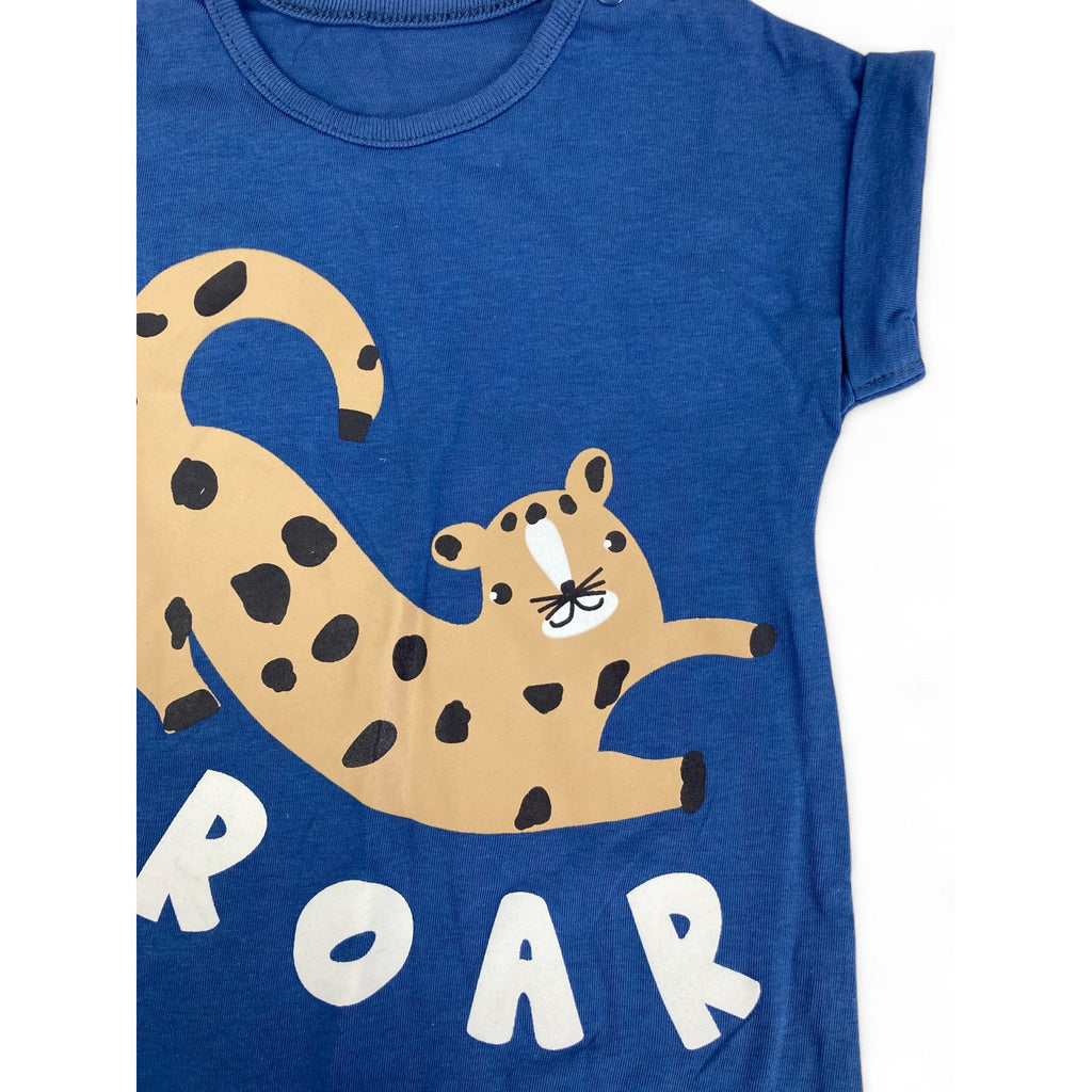 1-3M Blue Cheetah "Roar" Batwing Romper - Woolworths