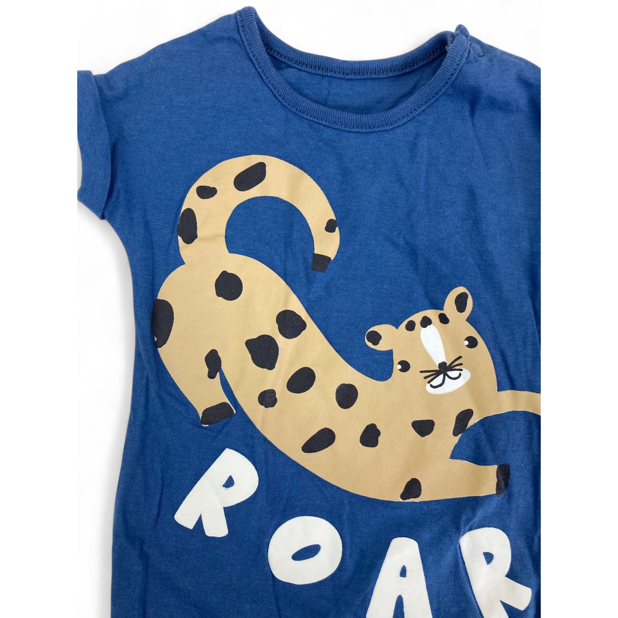 Newborn Blue Cheetah "Roar" Batwing Romper - Woolworths