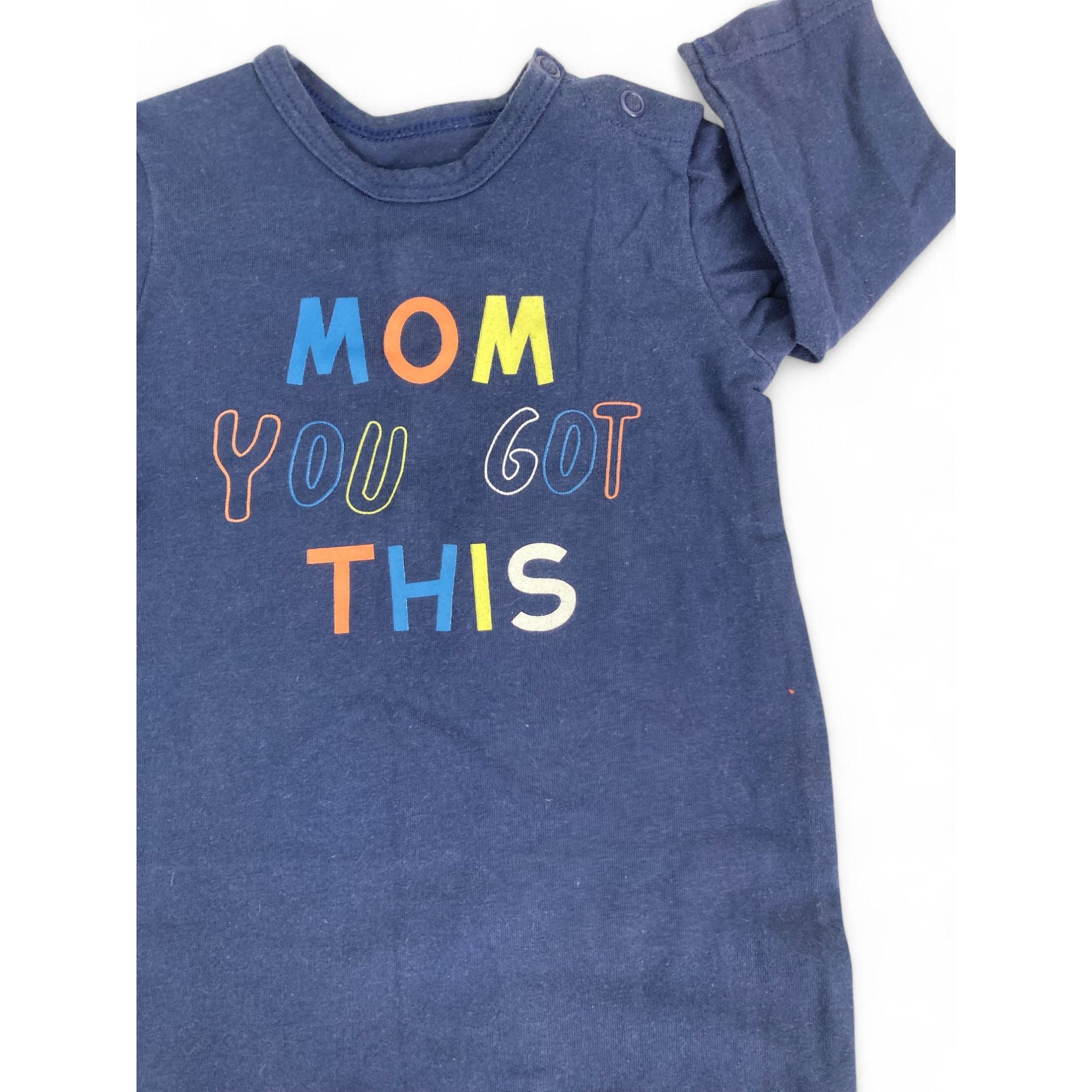 3-6M Navy Blue "Mom You've Got This" Footless Onesie - Woolworths
