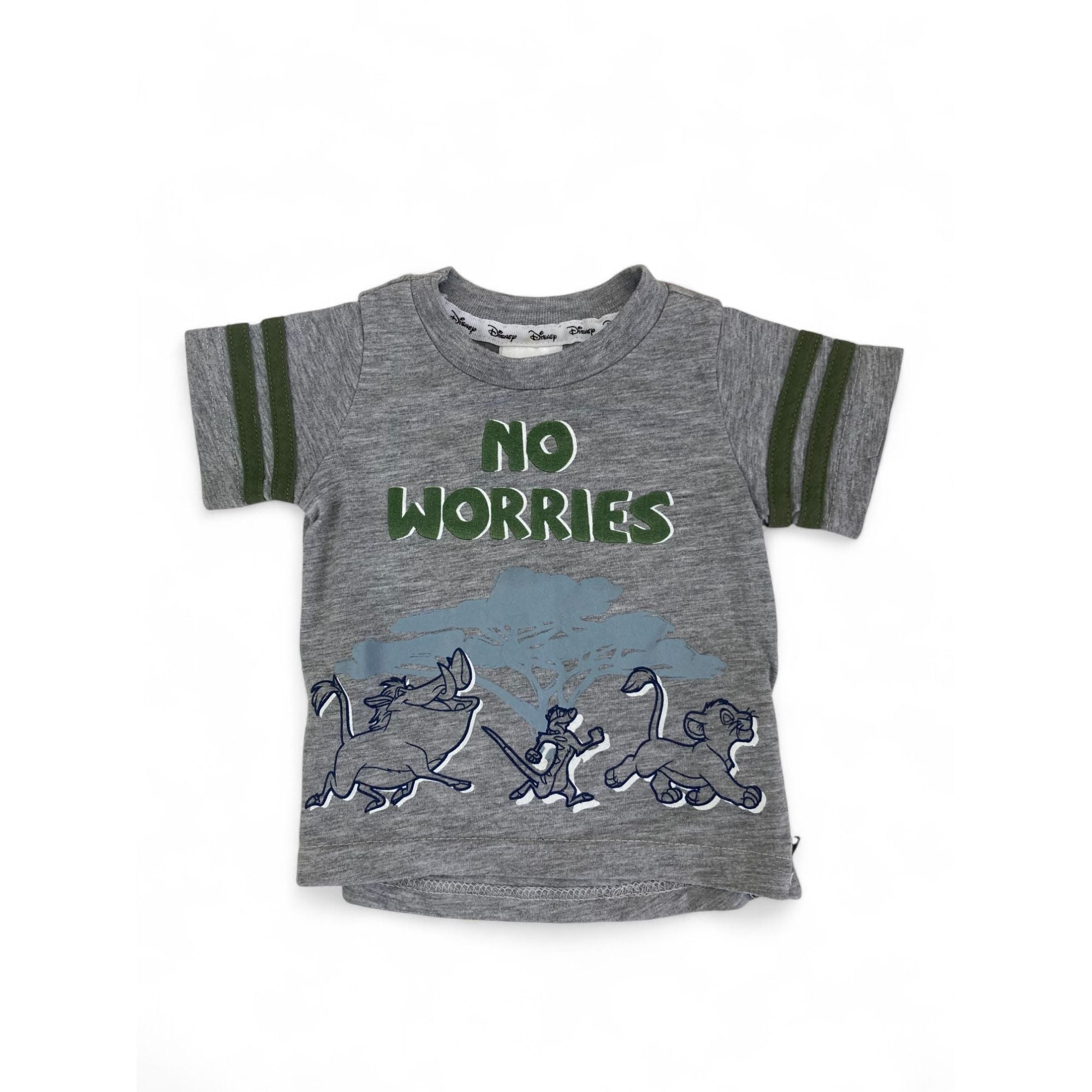 0-3M Grey & Green "No Worries" Lion King T Shirt - Disney